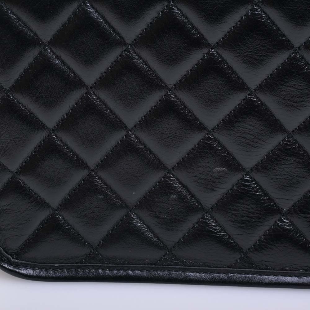 CHANEL Leather Matelasse Coco Mark Chain Tote Bag Black Ladies - Picture 9 of 10
